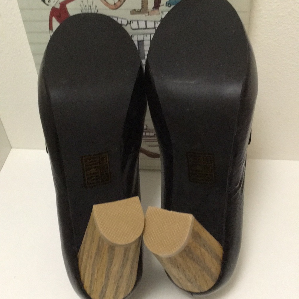 Jeffrey Campbell black leather/wood platform heels - Picture 3 of 4